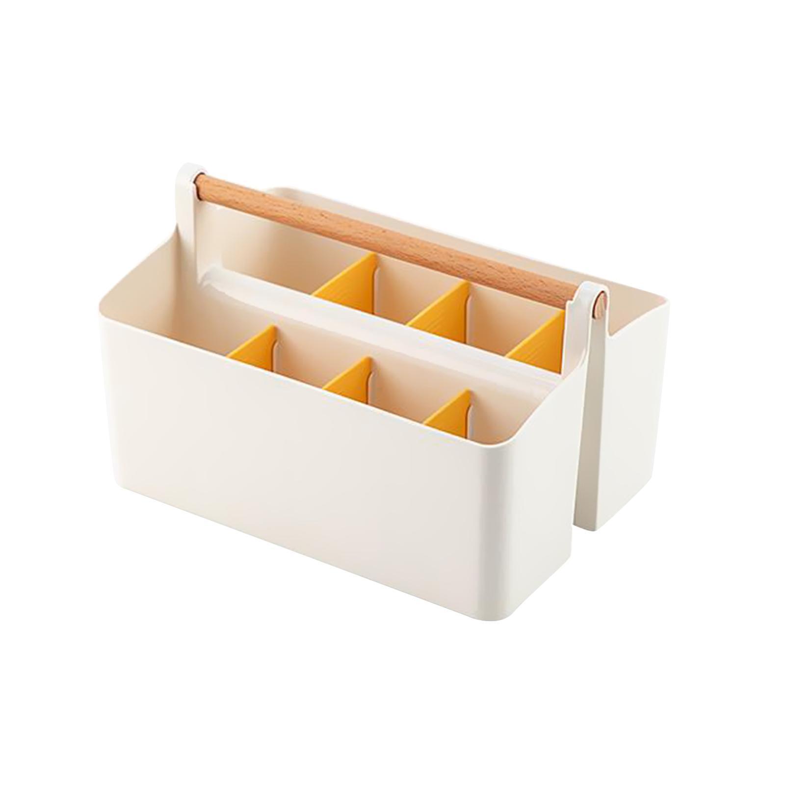 Tabletop Storage Box Organizer Caddy Holder Yellow