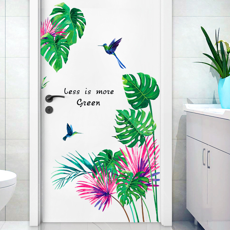 Decal dán trang trí tường Lá cọ phong cách Hàn Quốc