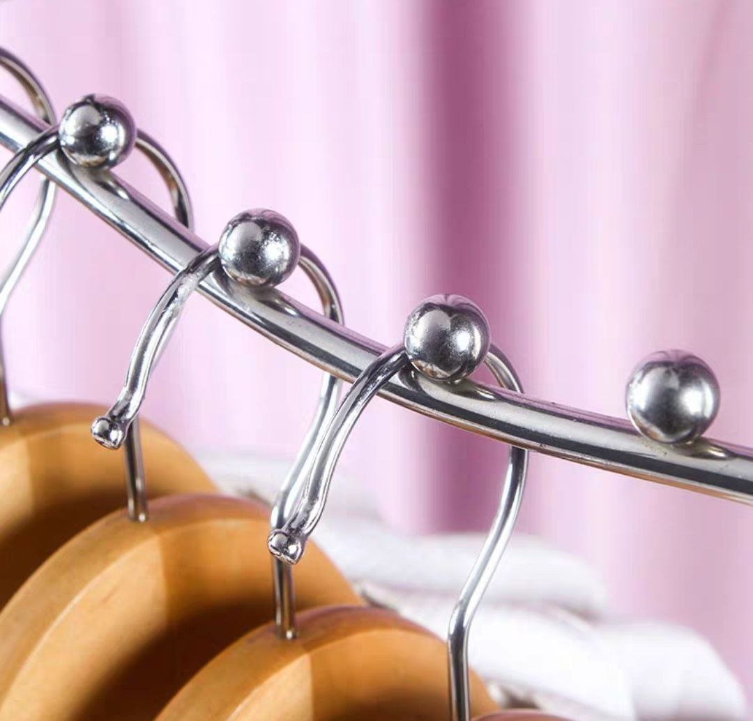 combo 10 Móc 9 bi &amp; 7 bi treo quần áo shop thời trang dạng bi cong inox - ( loại gài &amp; bắt vít )