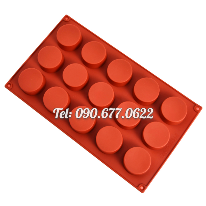Khuôn silicone làm rau câu, bánh pudding, mousse 15 hình trụ tròn - Mã số 1016