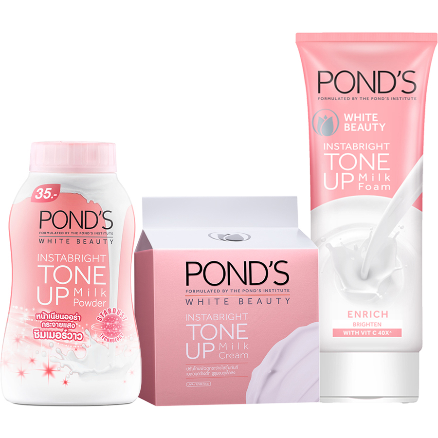 Combo Kem Sữa Rửa Mặt Dưỡng Trắng Nâng Tông Pond'S White Beauty 100G, Phấn Phủ Nâng Tông Pond'S 40G Và Kem Sữa Dưỡng Trắng Nâng Tông Pond'S 50G