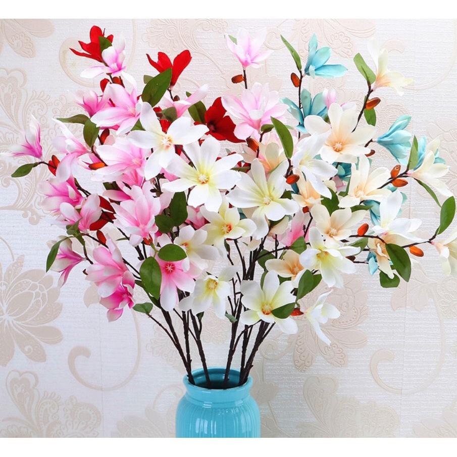 Hoa Giả - Cành Hoa Mộc Lan Tuyệt Đẹp Cành Dài 75cm Trang Trí Để Bàn HML-01