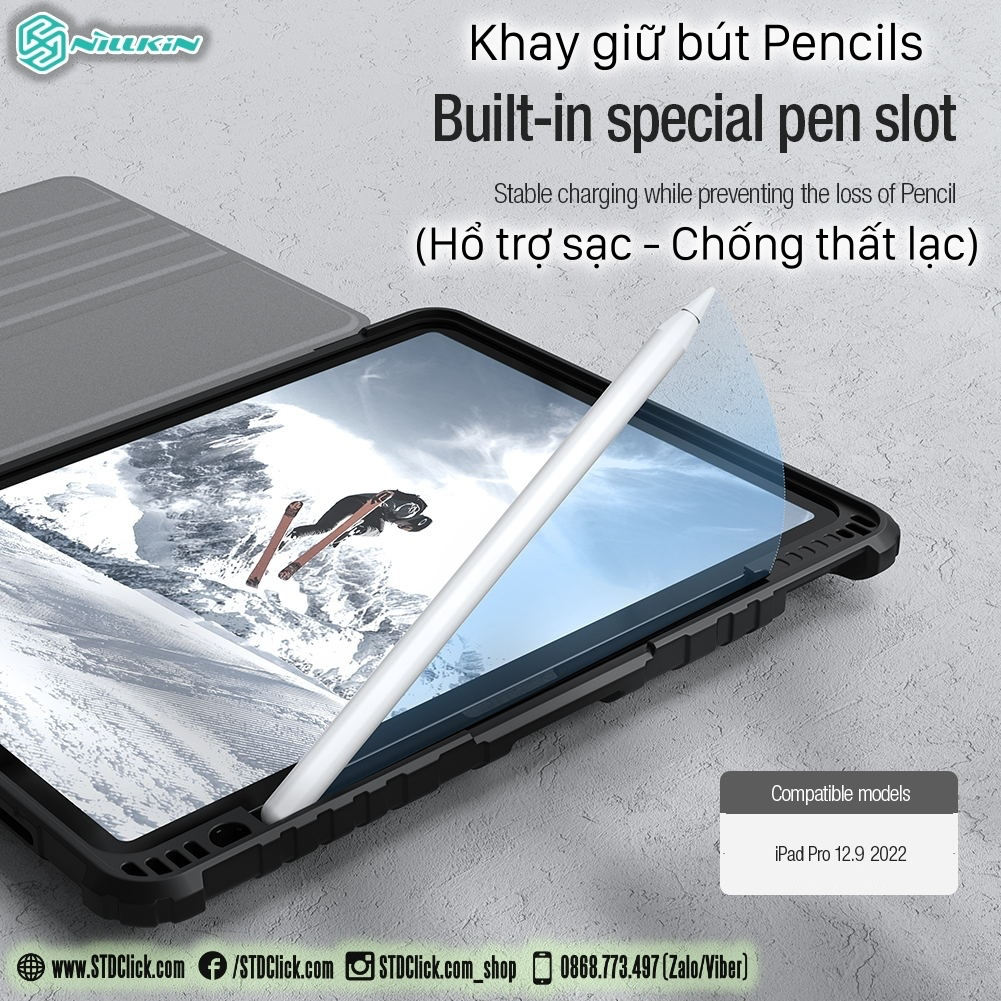 BAO DA DÀNH CHO IPAD PRO M2 12.9 2022 - M1 12.9 2021 - 12.9 2020 NILLKIN BUMPER SNAPSAFE NAM CHÂM HÍT ĐA NĂNG