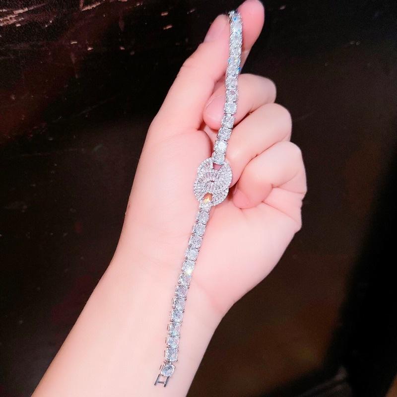 Lắc tay, Lắc Tay Hạt Ngọc Trai Thật Nước Ngọt Titan Xi Kim Đính Đá CZ Tự Nhiên - Trường Thịnh Ngọc Trai