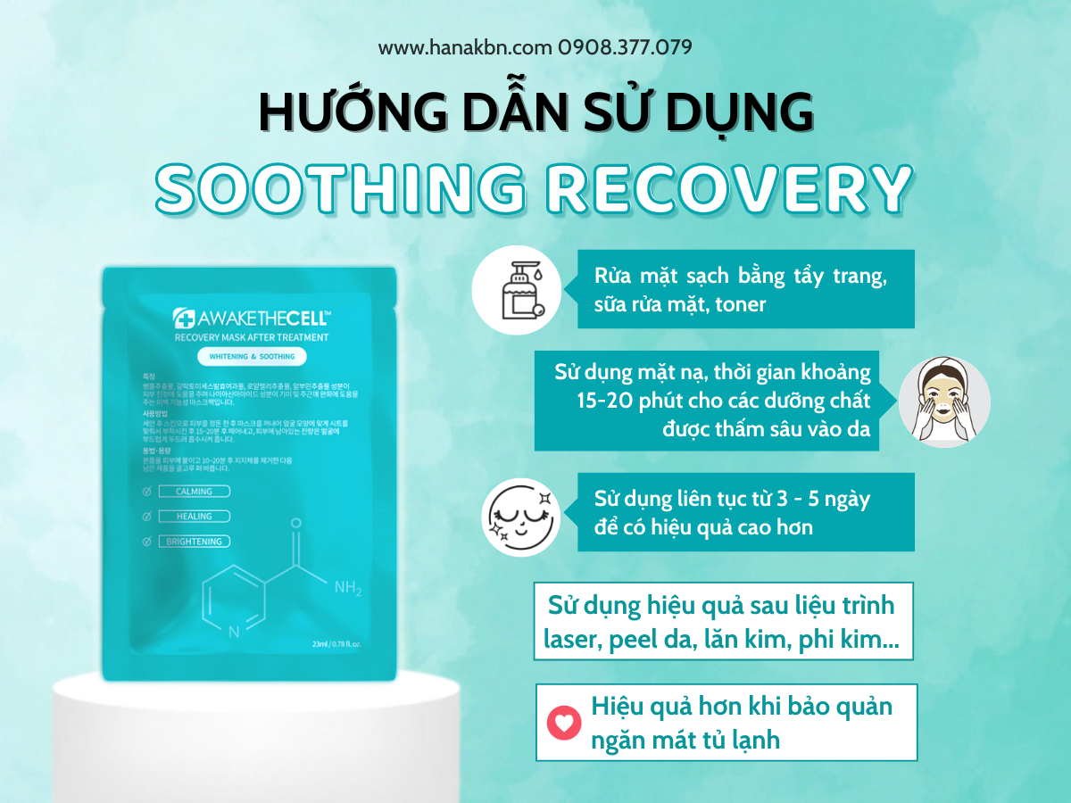 Mặt Nạ Cấp Ẩm, Làm Dịu Da, Dưỡng Trắng Da SOOTHING RECOVERY Awakethe Cell Hàn Quốc - Mặt nạ Phục Hồi