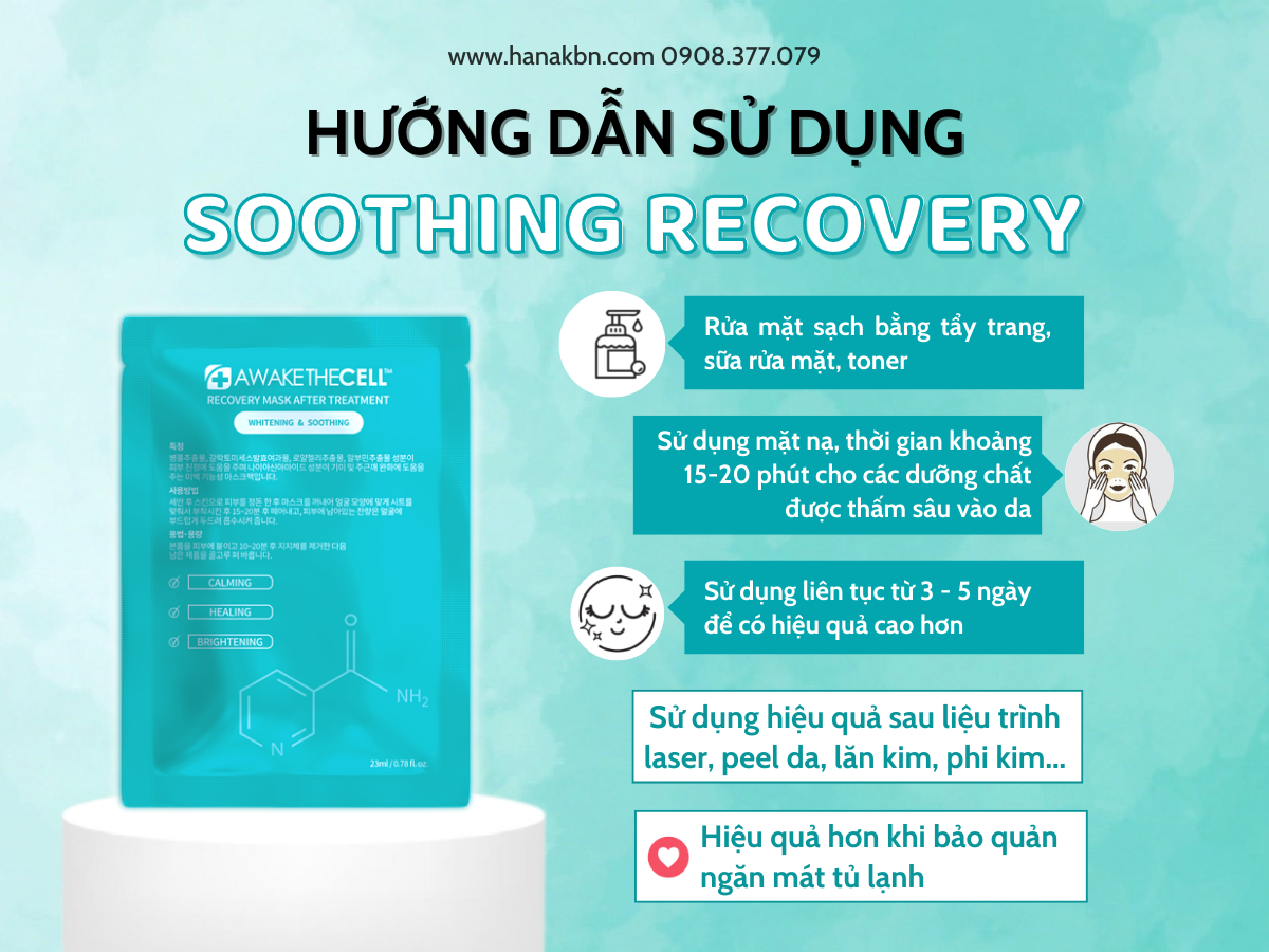 Mặt Nạ Cấp Ẩm, Làm Dịu Da, Dưỡng Trắng Da SOOTHING RECOVERY Awakethe Cell Hàn Quốc - Mặt nạ Phục Hồi (Hàng Chính Hãng)