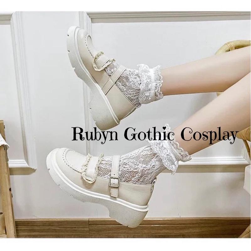 Giày Lolita phối ren siêu xinh đế cao 5cm ( màu Trắng và Đen ) size 35 - 40