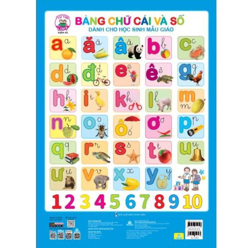 Sách - Combo 5 tờ Tranh Bảng Chữ Cái Và Số - ndbooks