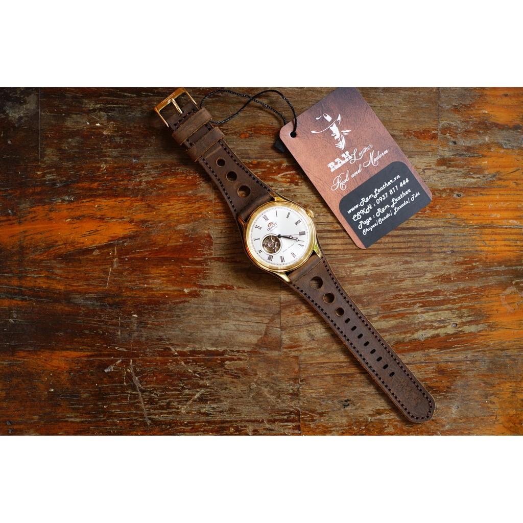 DÂY ĐỒNG HỒ QUÂN ĐỘI ĐỨC BUNDSTRAP BX1 DA BÒ SÁP NGỰA -ĐỦ SIZE 18,20,22,CASIO,APPLE WATCH