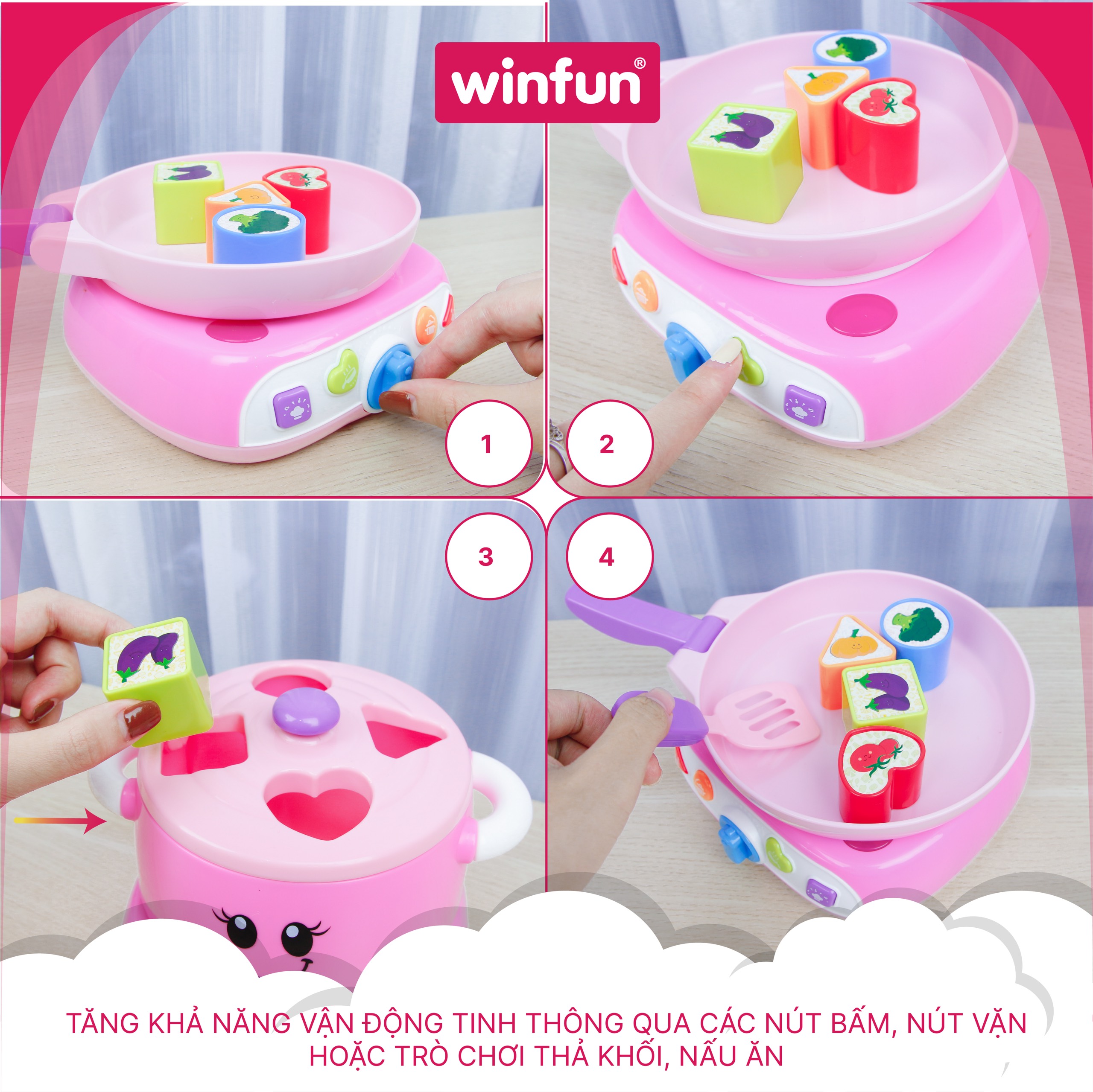 Đồ chơi bếp cho bé WINFUN 0762 Chiếc xoong ma thuật kiêm thả hình khối vui nhộn - BPA FREE