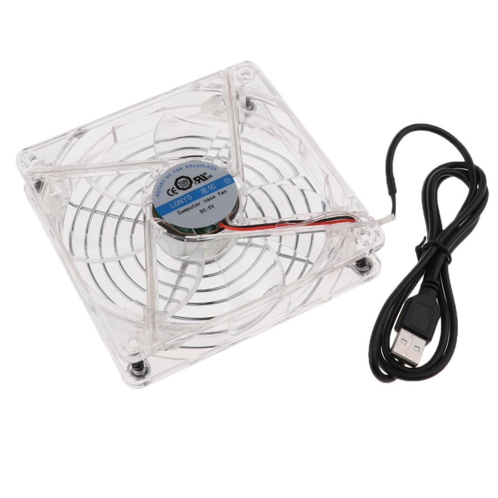 5V 12cm USB Power Silent Cooling Fan For Computer Case CPU Cooler Blue Led