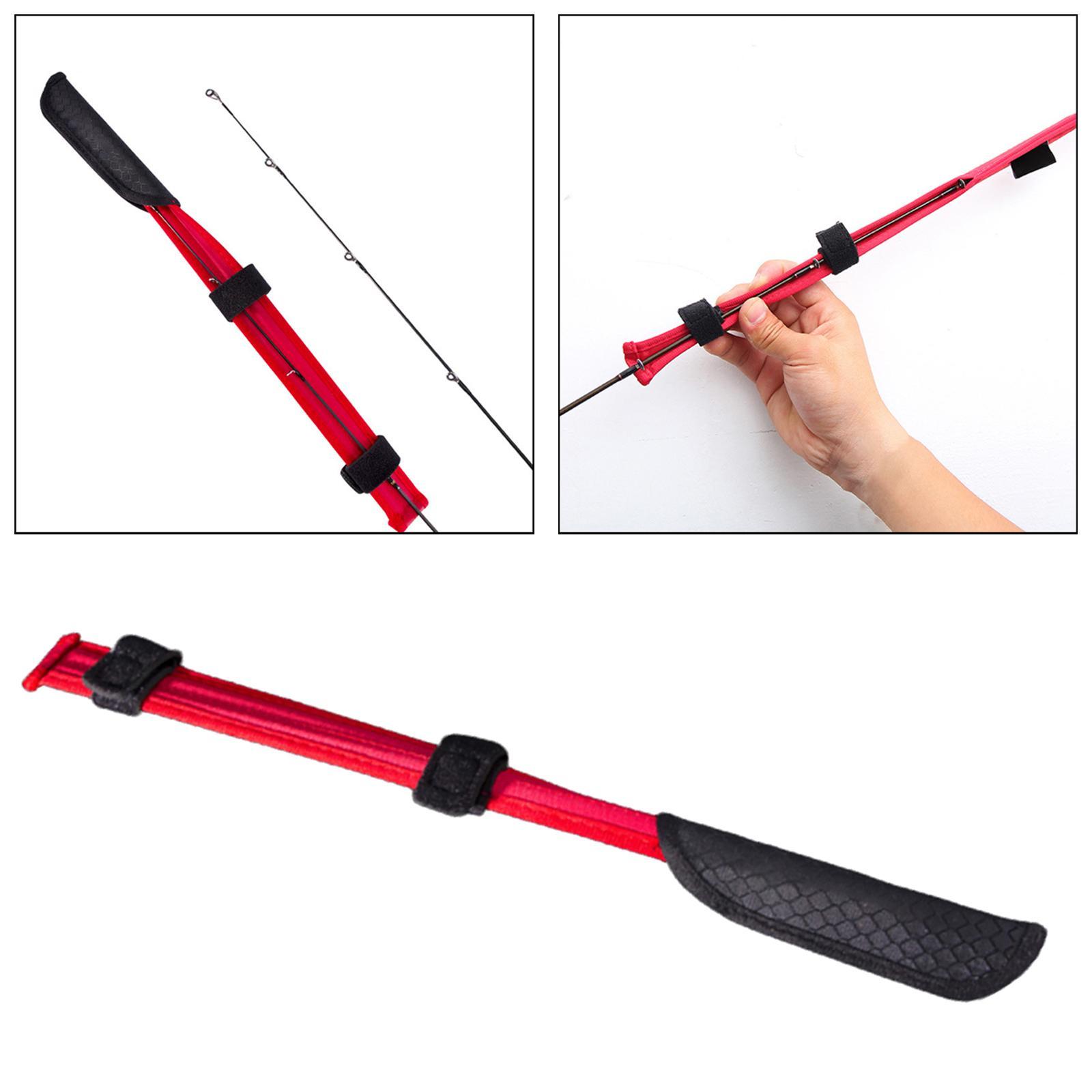 Carbon Fishing Pole Tip Cover Durable Case Rod Cover Tip Protector Surf Rods Storage Bag Adjustable Straps Portable Sleeve Protective Cover