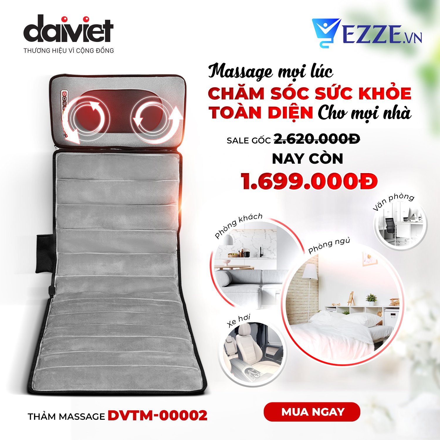 Thảm massage Đại Việt DVTM-00002 massage thư giãn toàn thân, xoa bóp giảm đau