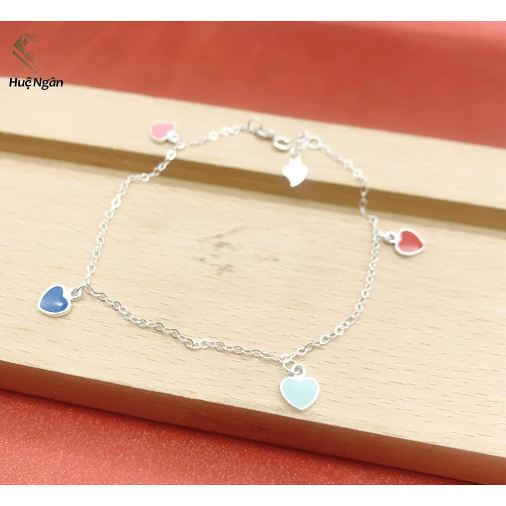 Lắc chân bạc Ý 925 Huệ Ngân - Sắc màu trái tim JL016