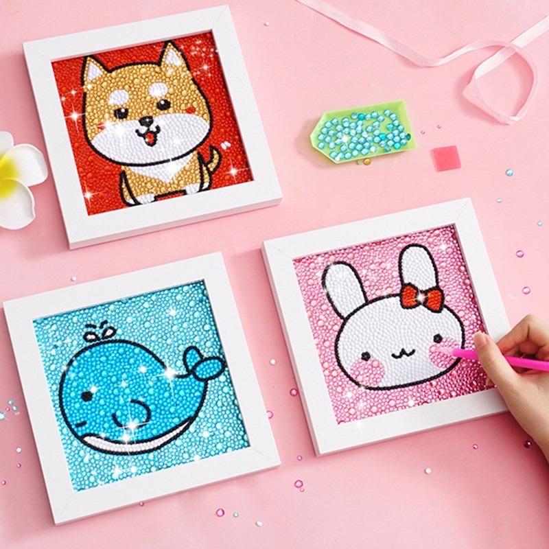 Tranh đính đá mini nhỏ cho bé, tranh đá tự đính tự làm hình công chúa đẹp mắt dạng sticker