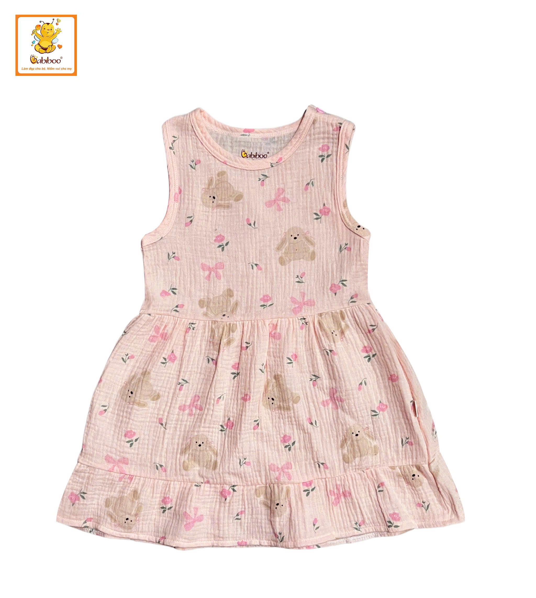 Váy bé gái Babiboo váy sát nách đuôi cá muslin mềm mát, thông thoáng BTK59