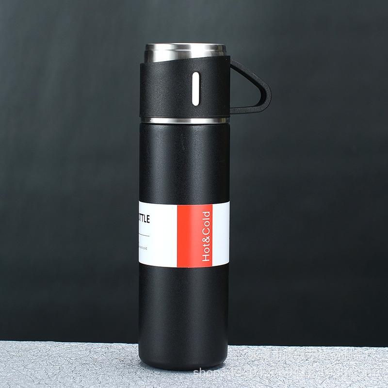 BỘ BÌNH GIỮ NHIỆT KÈM 2 LY CÁCH NHIỆT VACUUM FLASK 500ml INOX CAO CẤP