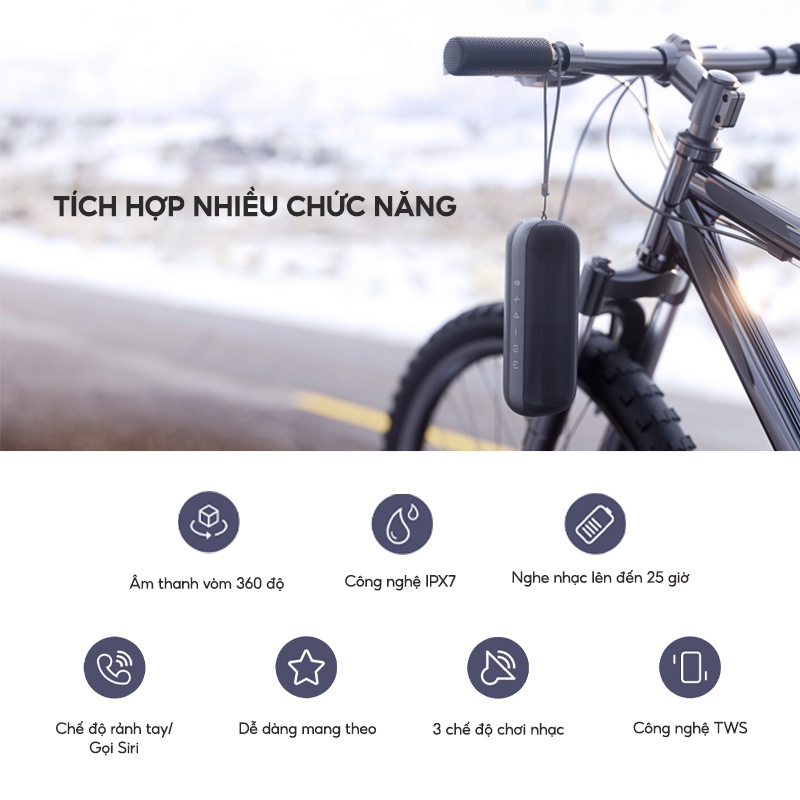 Loa Bluetooth Không Dây Du Lịch HAVIT M69 Công Suất 2x8W, Màng 48mm Âm Bass Chắc, Kháng nước IPX7 - Hàng Chính Hãng