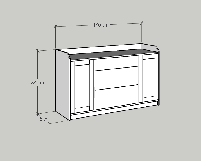 [Happy Home Furniture] CANA,  Tủ 2 cửa mở - 3 ngăn kéo ,  140cm x 46cm x 84cm ( DxRxC), THK_007