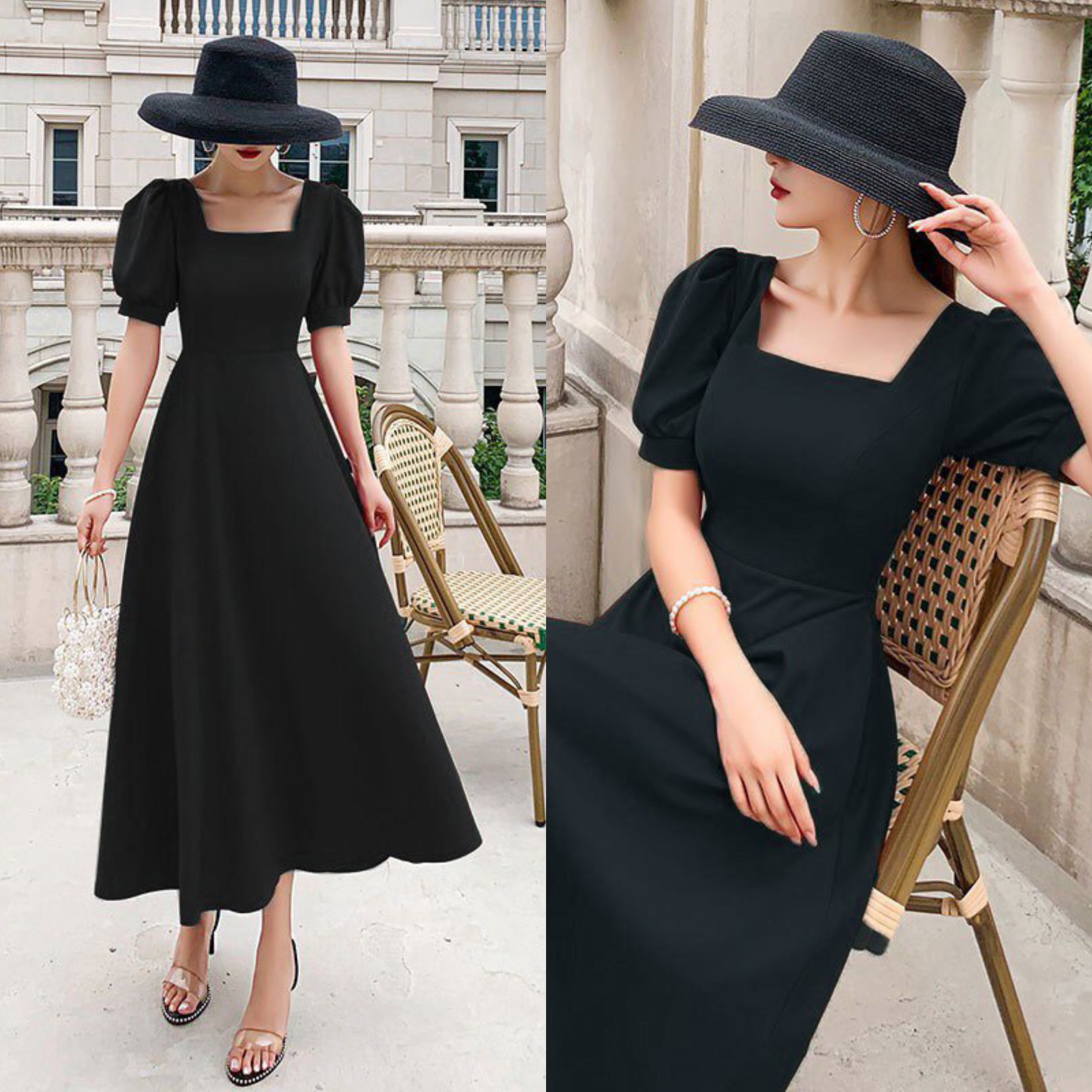 Đầm Maxi Dự Tiệc Tay Phồng Có 3 Màu Xanh, Đỏ, Đen Đủ Size M-L-XL-XXL (có ảnh+video