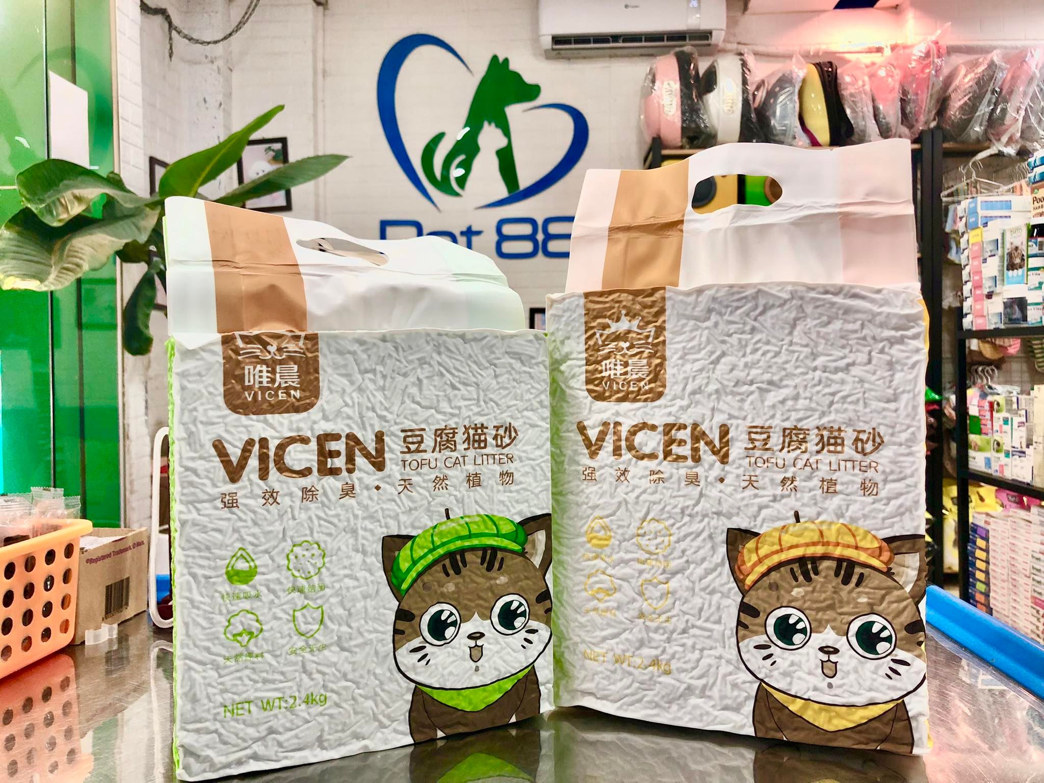 Cát đậu phụ dành cho mèo VICEN TOFU(Túi 2.4kg)(Mùi ngẫu nhiên)