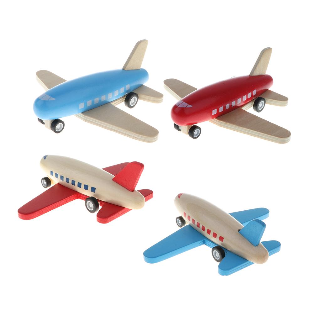 Guangquanstrade 4 Gỗ Mini Dây Kéo Sau Lưng Máy Bay Ma Sát Đồ Chơi Dành Cho Trẻ Em Quà Tặng