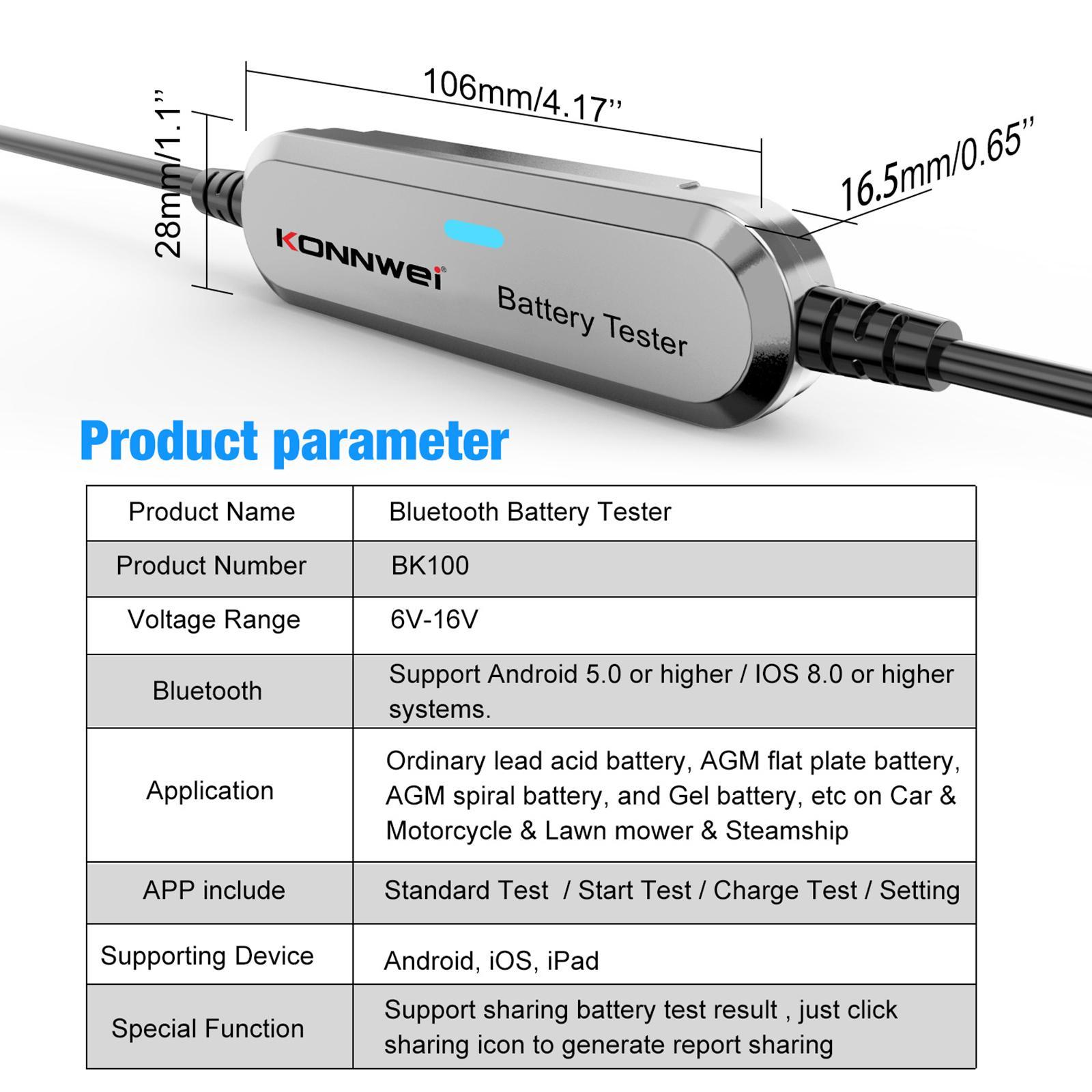 Wireless BK100 Car Battery Tester Battery Motorcycles