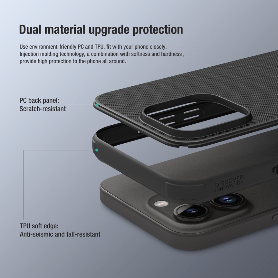 ỐP LƯNG DÀNH CHO ĐIỆN THOẠI IPHONE 15 PRO MAX - 15 PRO NILLKIN NHỰA CỨNG VIỀN DẺO - Super Frosted Shield Pro