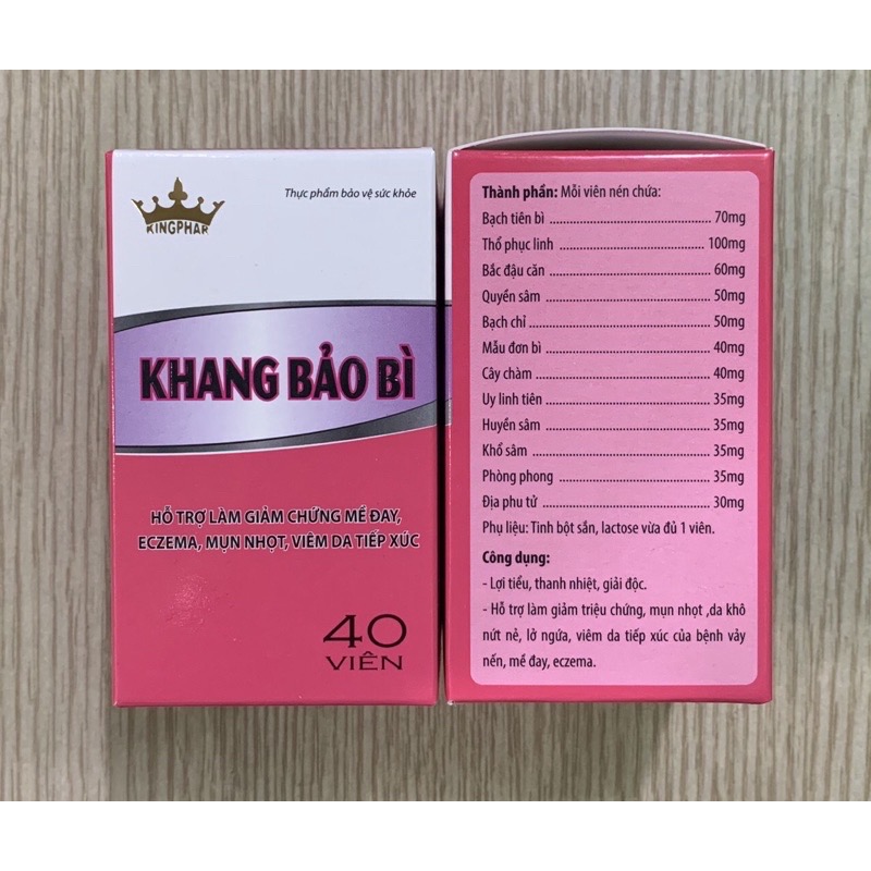 Viên uống Khang bảo bì Kingphar, hộp 40v, dùng cho các trường hợp viêm da, dị ứng, mề đay