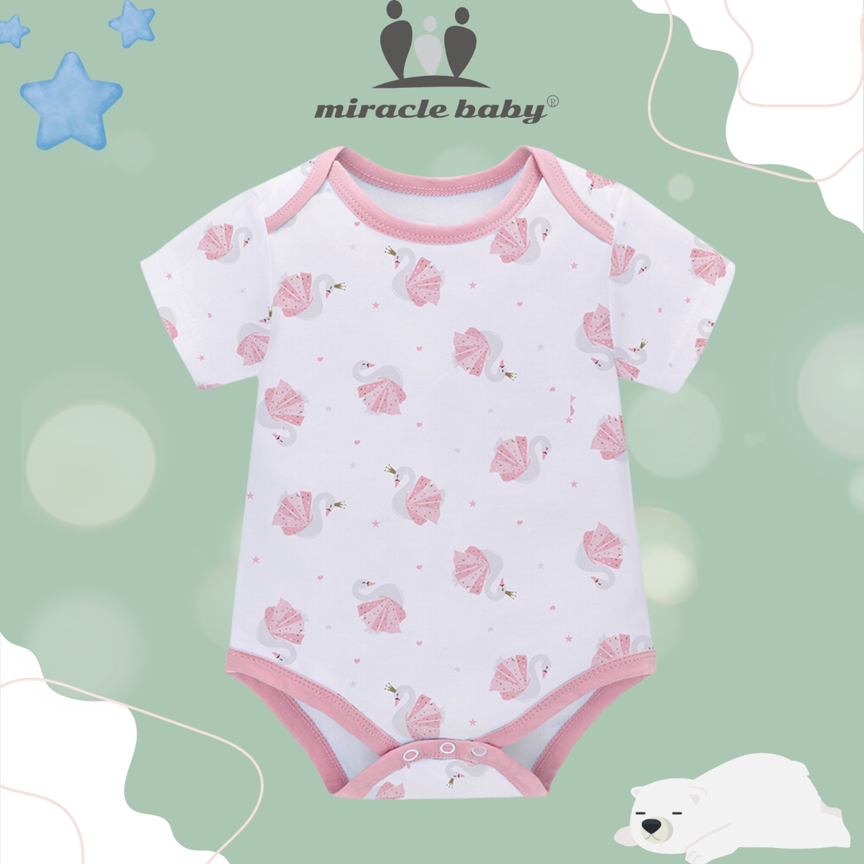 Jumpsuit/Bodysuit ngắn Miraclebaby chất liệu 100% cotton mềm mại thoáng mát cho bé trai , bé gái (Từ 0-12 tháng)