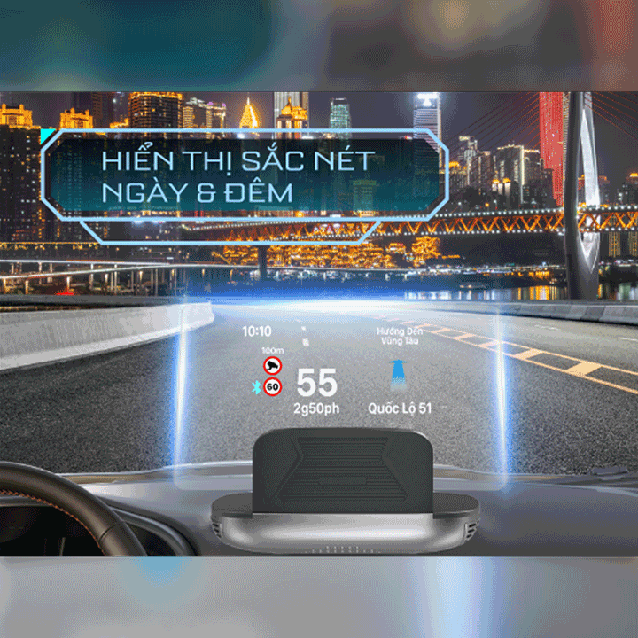 Màn hình hiển thị thông tin lên kính lái xe HUD H1ASe Vietmap - Hàng chính hãng