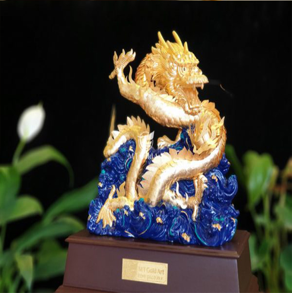 Tượng Rồng phong thủy vờn ngọc dát vàng MT Gold Art- Hàng chính hãng, trang trí nhà cửa, phòng làm việc, quà tặng sếp, đối tác, khách hàng, tân gia, khai trương