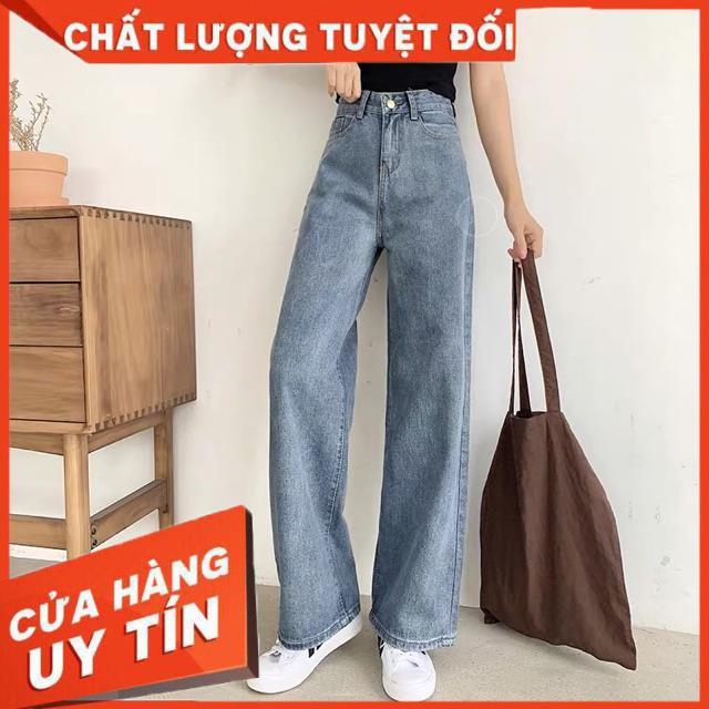 QUẦN JEANS ỐNG XUÔNG GẤP LAI DÁNG DÀI CHẤM GÓT