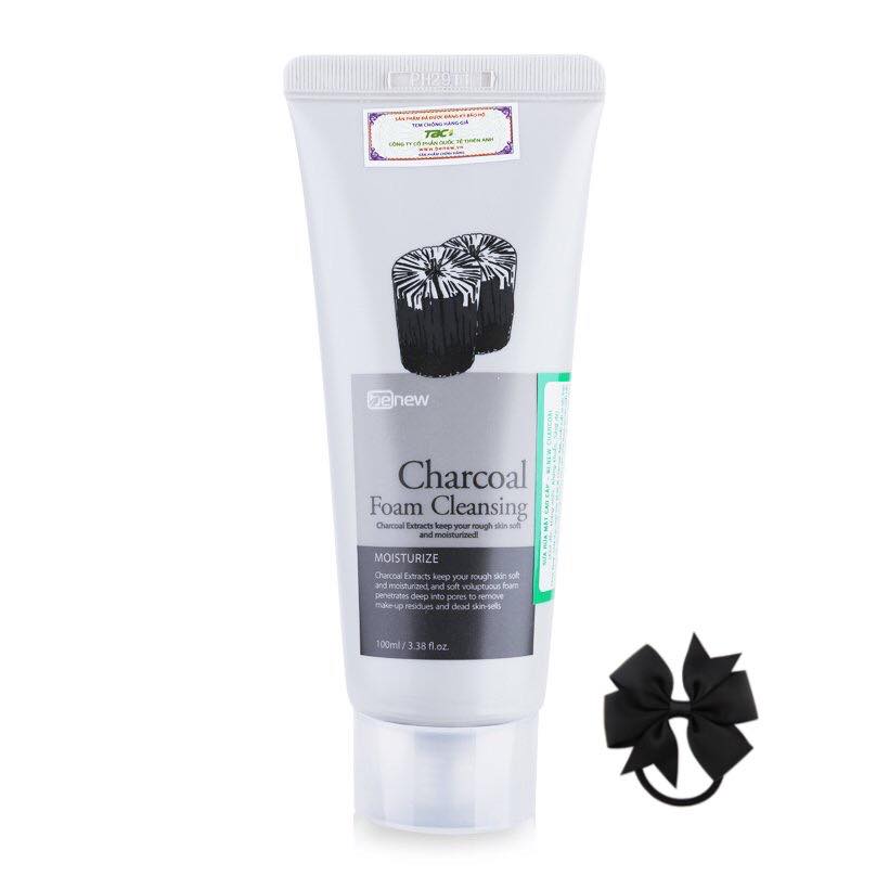 Sữa rửa mặt cao cấp Hàn Quốc cho da dầu than hoạt tính Benew Charcoal Foam Cleansing (100ml) – Hàng Chính Hãng + Nơ cột tóc