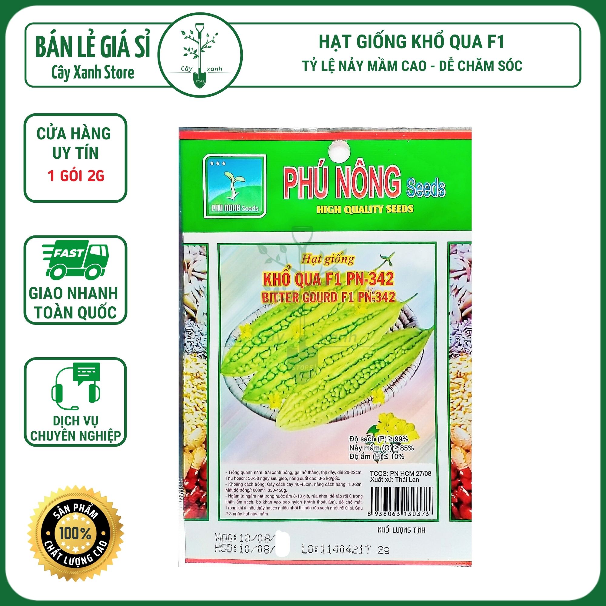 Hạt Giống Khổ Qua Xanh Cao Sản Siêu Trái 2G - Phú Nông Seeds