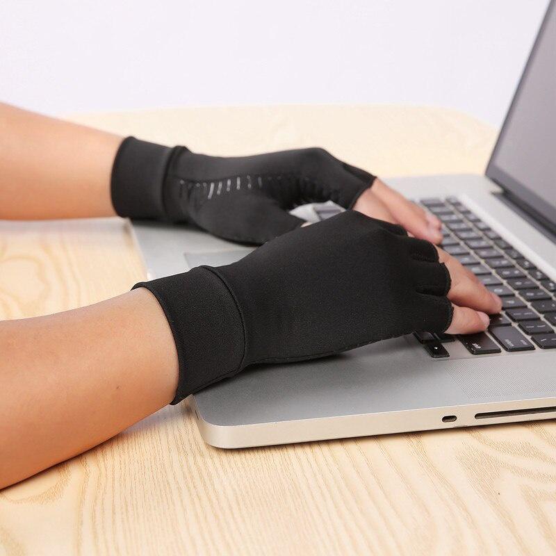 1 Pair Compression Arthritis Gloves For Women Men Joint Pain Relief Half Finger Brace Therapy Wrist Support Anti-slip