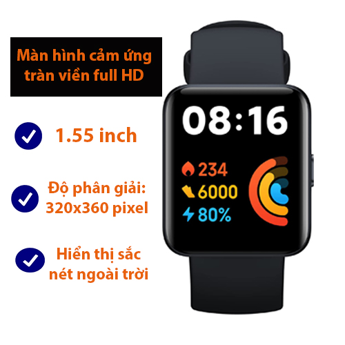 Đồng Hồ Redmi Watch 2 Lite AP (Black)- Hàng Chính Hãng