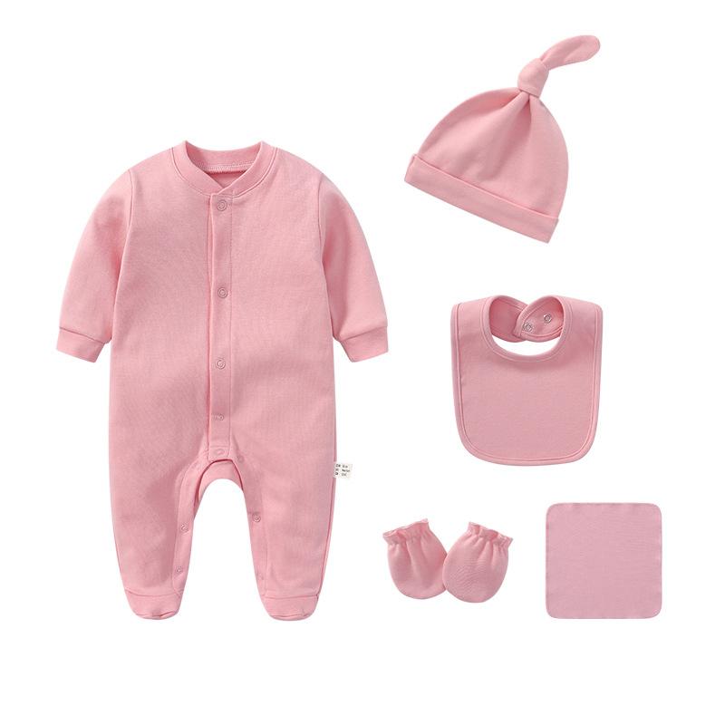 2021 Sơ Sinh Bé Trai Quần Áo Bộ 5 Chiếc Unisex Chắc Chắn Cotton Bé Gái Quần Áo Bộ Đồ Ngủ Liền Quần Mùa Xuân, Mùa Thu Ropa bebe
