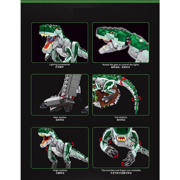 Đồ chơi Lắp ráp Khủng Long ăn thịt Indominus Rex, Gaomisi 2010 Xếp hình thông minh, Sách hướng dẫn chi tiết, Nhựa ABS