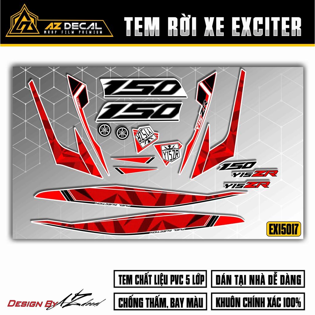 Tem Rời Dán Xe Exciter 150 Mẫu Họa Tiết 3D | EX15017 | Decal Xe Ex150 Chất Liệu PVC Chống Bay Màu, Chống Nước - Xanh Đen