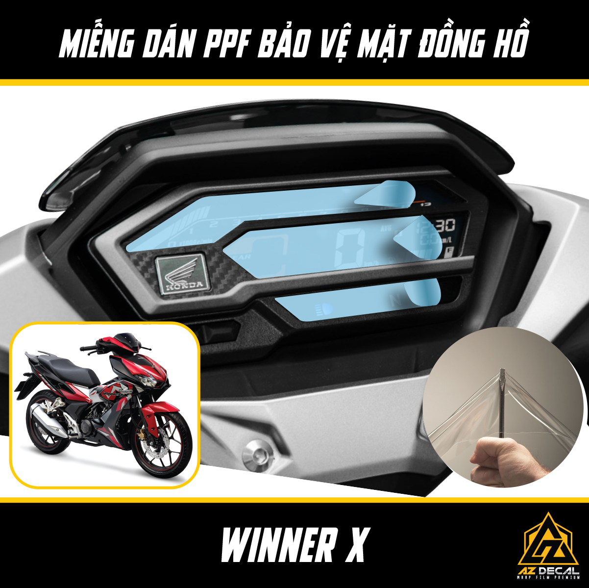 Miếng Dán PPF Bảo vệ Mặt Đồng Hồ Xe Winner X - Dễ Dán Tại Nhà