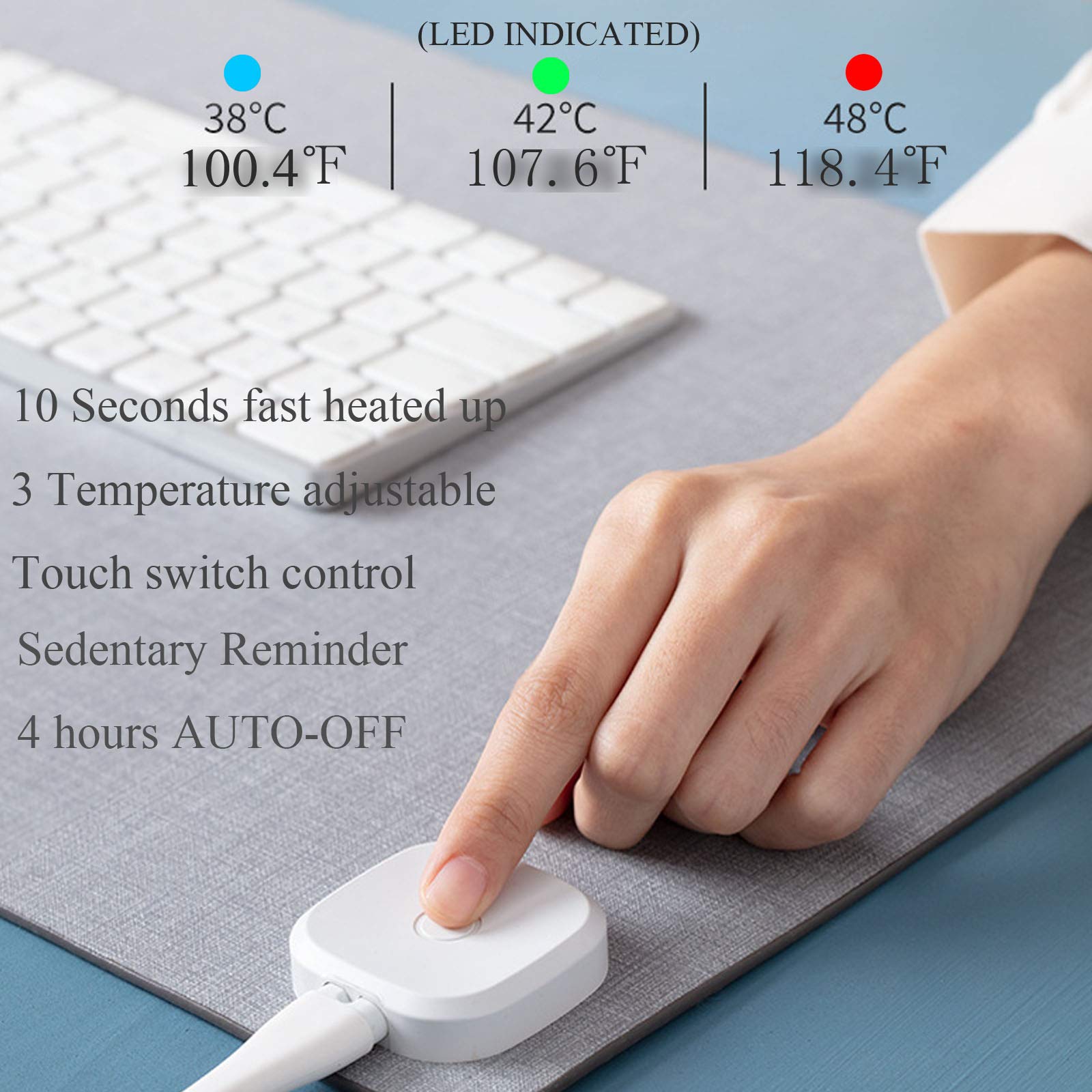 Thảm lót bàn phím sưởi ấm Warm Desk Pad Touch Control 3 Temperature Adjustable (80x33cm)