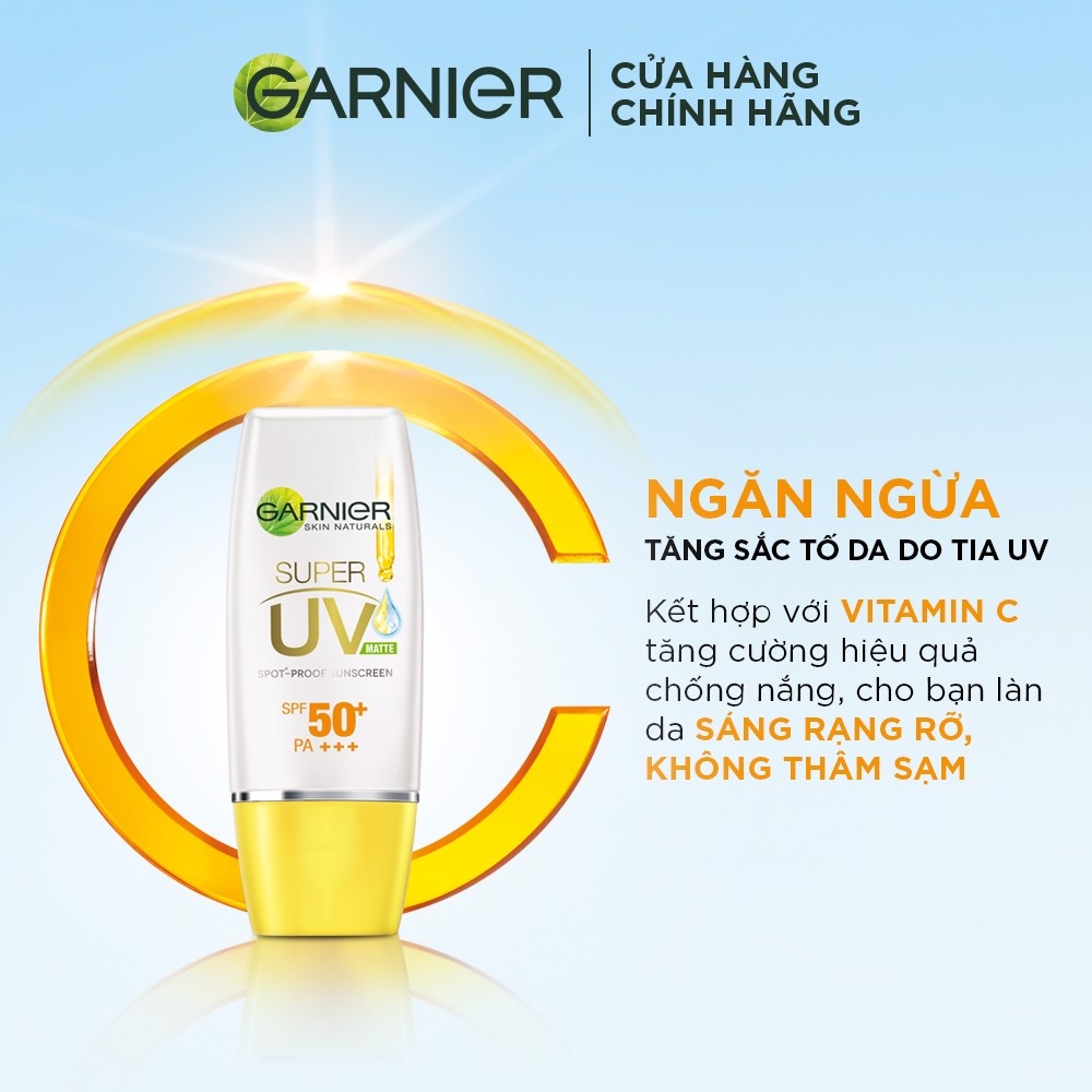 [GARNIER] Kem Dưỡng Chống Nắng Kiềm Dầu Và Sáng Da Hoàn Hảo Chứa SPF 50+ PA+++ Bright Complete Super UV Matte 30ML/15ML