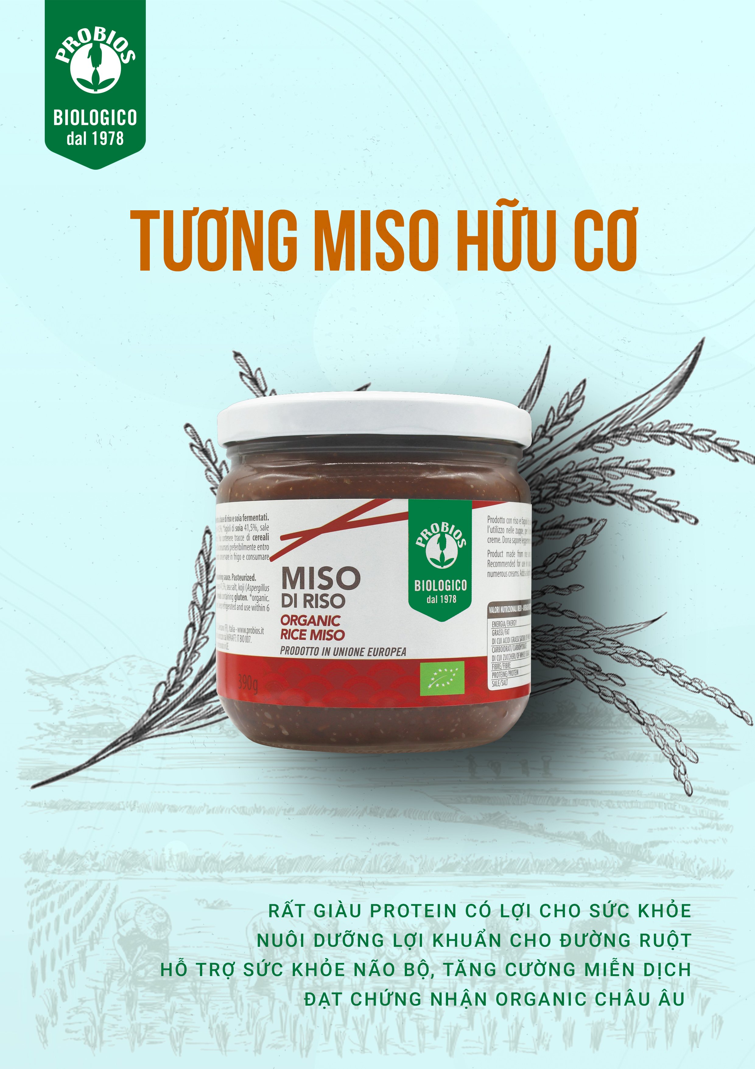 Tương Miso Hữu Cơ ProBios Organic Whole Rice Miso