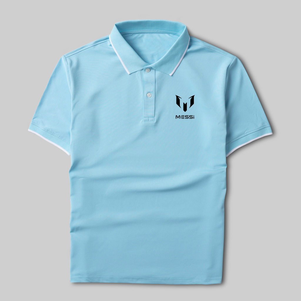 Áo polo Messi M10 vải poly cá sấu thoáng mát thoải mái - Áo thun có cổ in logo M10, áo di chuyển cổ trụ Gokis shop