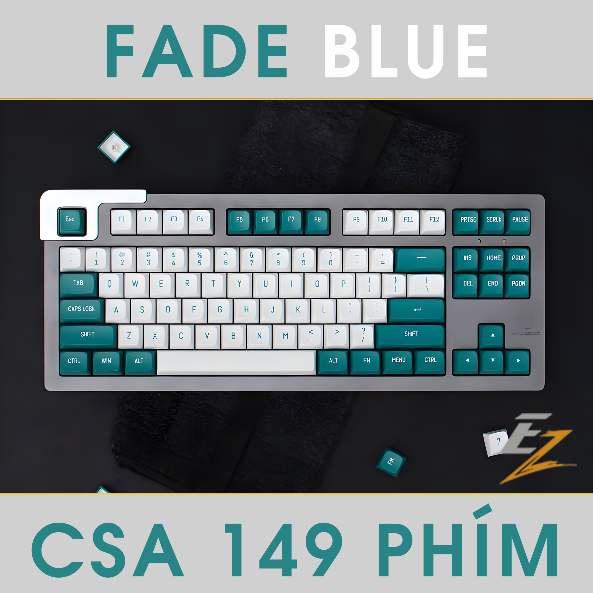 Keycap Cho Bàn Phím Cơ Fade Blue CSA Profile 149 Phím