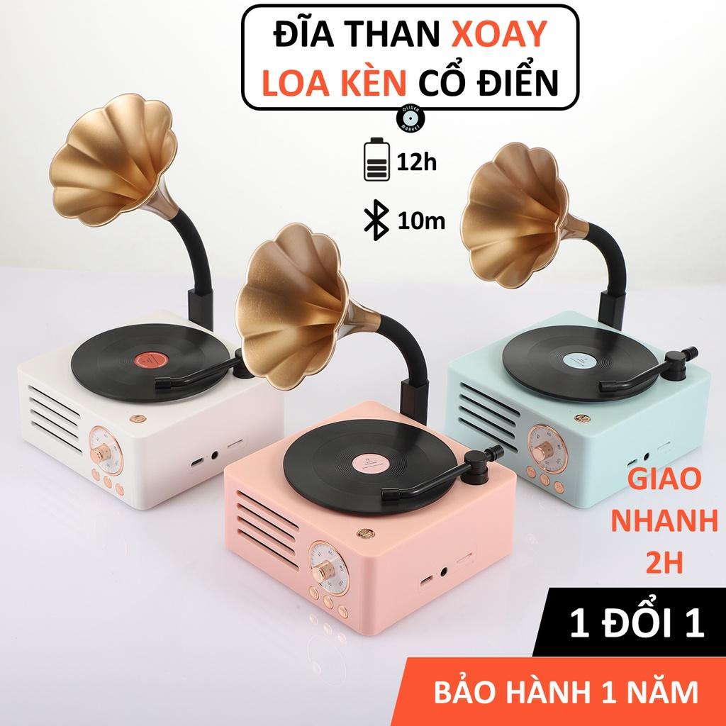 Loa Bluetooth Đĩa Than Xoay OLIVER T15 Loa Bluetooth Loa Kèn Vintage Cổ Điển Đồ Decor Phòng Ngủ Trang Trí Bàn Làm Việc Cao Cấp