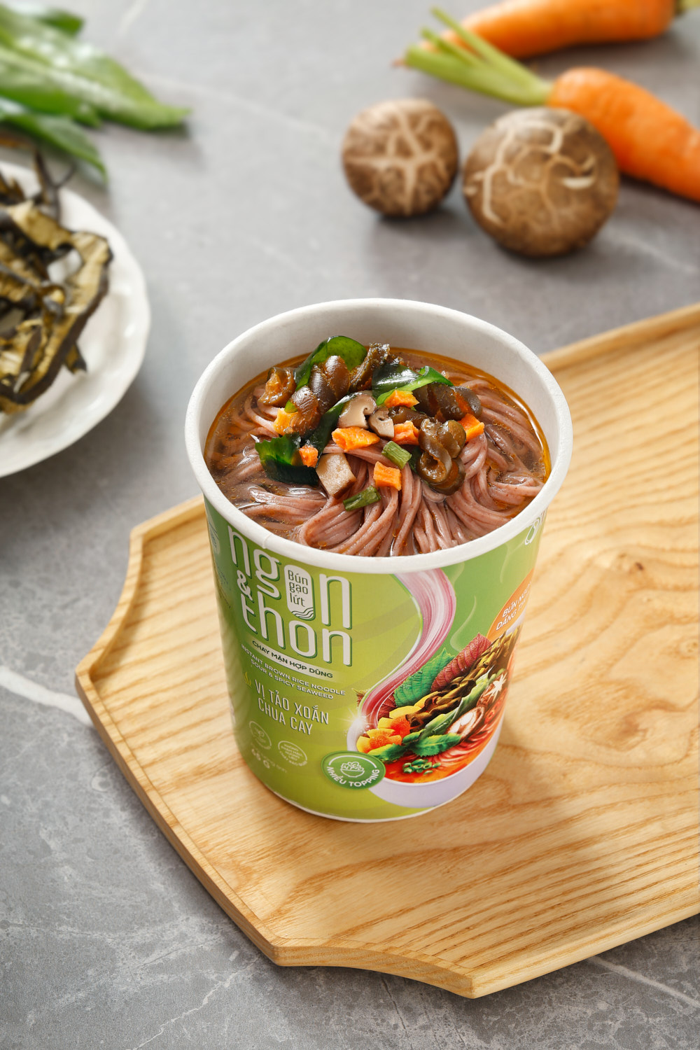 Thùng bún gạo lứt ăn liền NGON & THON - Vị tảo xoắn chua cay
