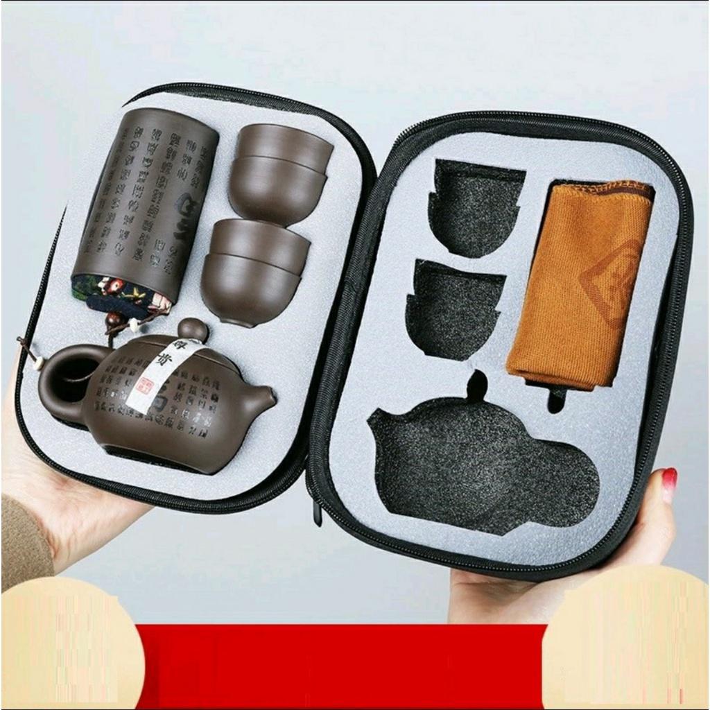Bộ Bình Trà Có Túi Đựng Đi Du Lịch Thiết Kế Cao Cấp Tiện Dụng, Lạ Mắt Và Độc Đáo + Tặng Kèm Khăn Lau Cao Cấp