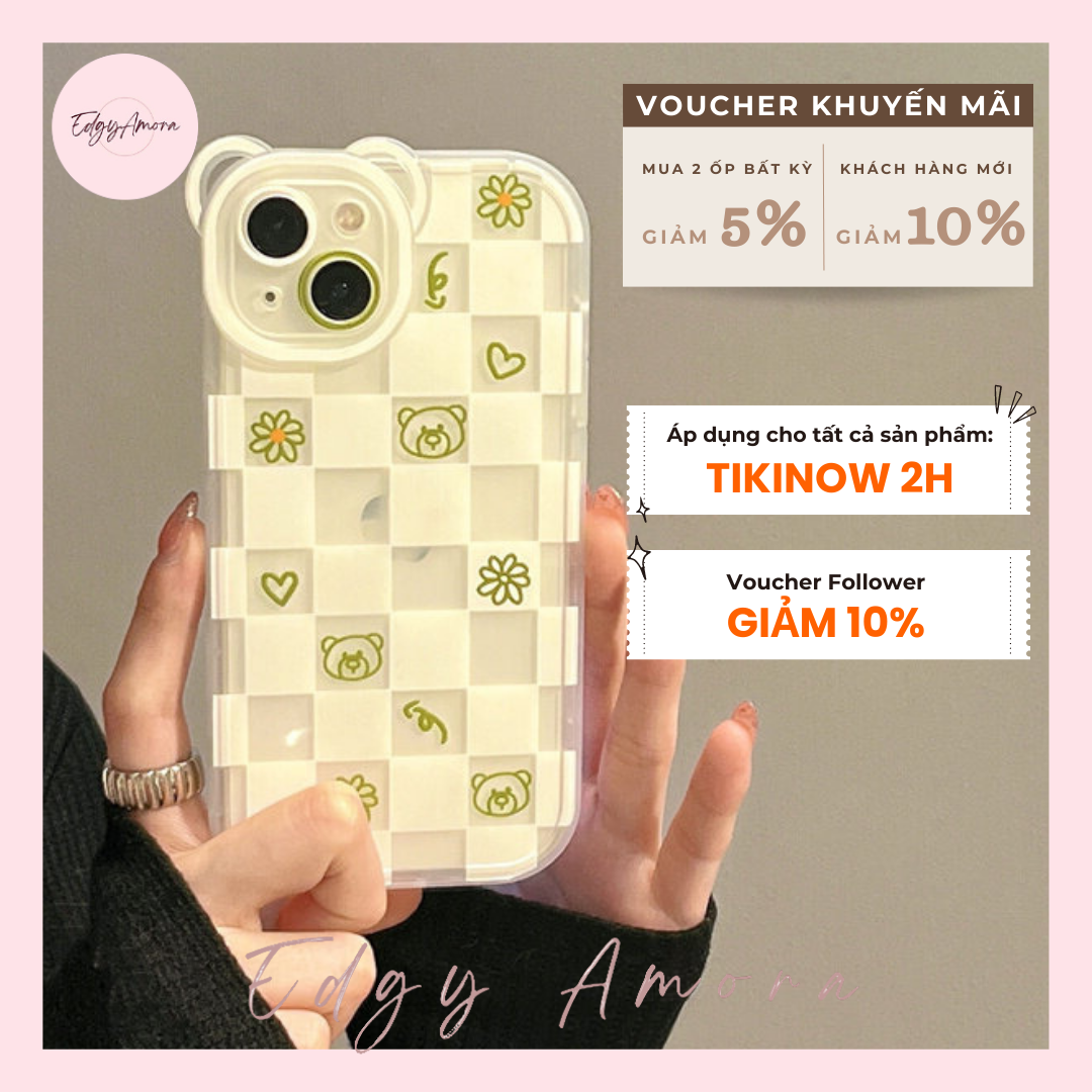 Ốp lưng Iphone chống sốc hình mặt gấu và hoa dành cho Iphone 11 / Phone 11 Pro / Iphone 11 Pro Max / Iphone 12 / Iphone 12 Pro / Iphone 12 Pro Max / Iphone 13 / Iphone 13 Pro / IPhone 13 Pro Max / Iphone 14/ Iphone 14 Pro / Iphone 14 Pro Max